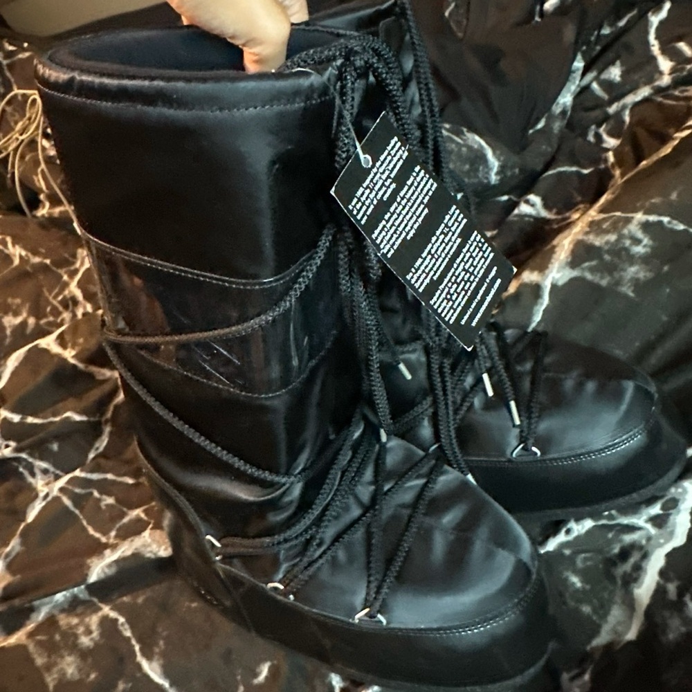 Moon Boot Black Winter Rain Boots with Durable Sole